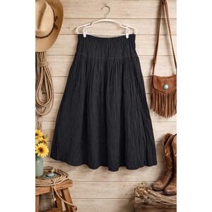 Vintage Starfire Black Cotton Broomstick Skirt Maxi 90s Western Rodeo Boho 10